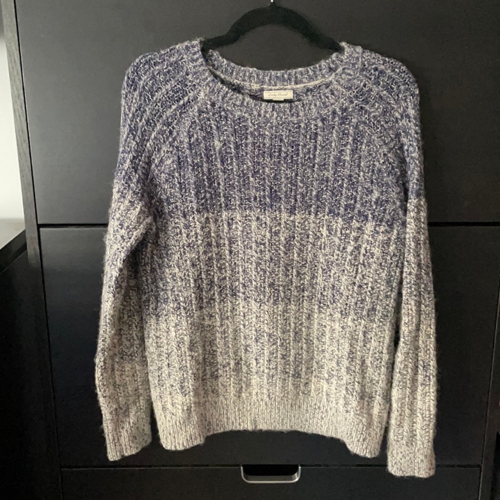 LUCKY BRAND Ombré Knit Crew Neck Sweater Blue M